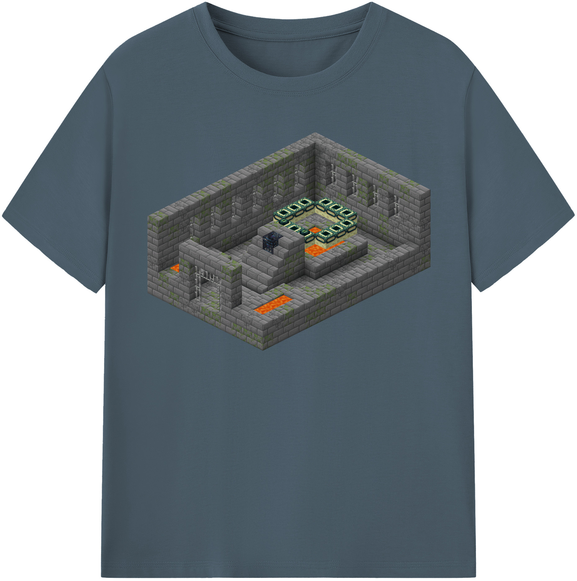 （画像用） マインクラフト ブロックの世界 Minecraft MC Block world 綿100％半袖Tシャツ（フロントプリント）